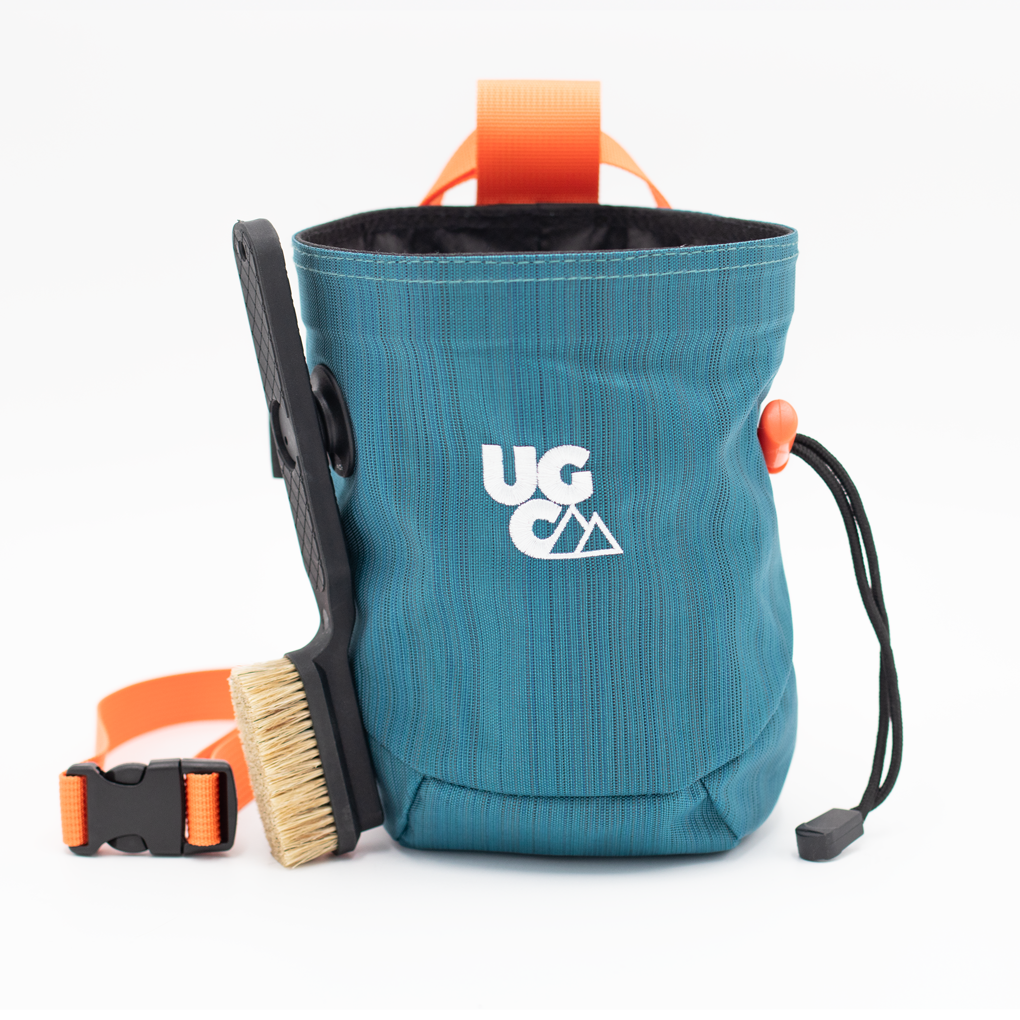 Aqua and Orange Underground Climbing Chalk Bag with Magnetic Brush
